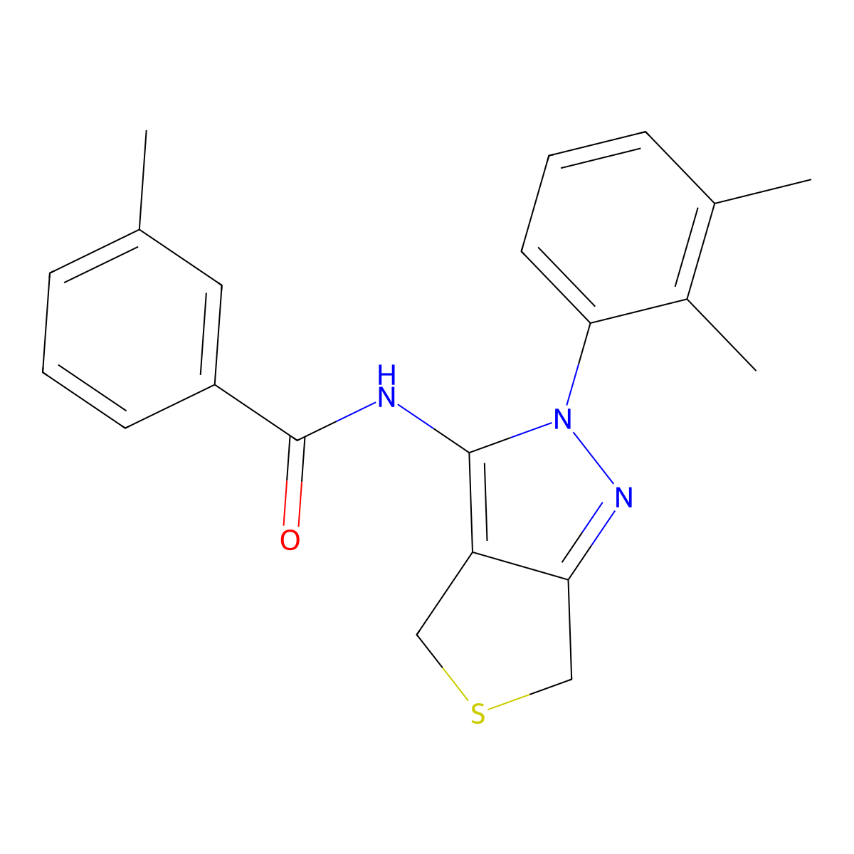 N-[2-(2,3-dimethylphenyl)-4,6-dihydrothieno[3,4-c]pyrazol-3-yl]-3-methylbenzamide molecular structure, CAS 450343-86-9