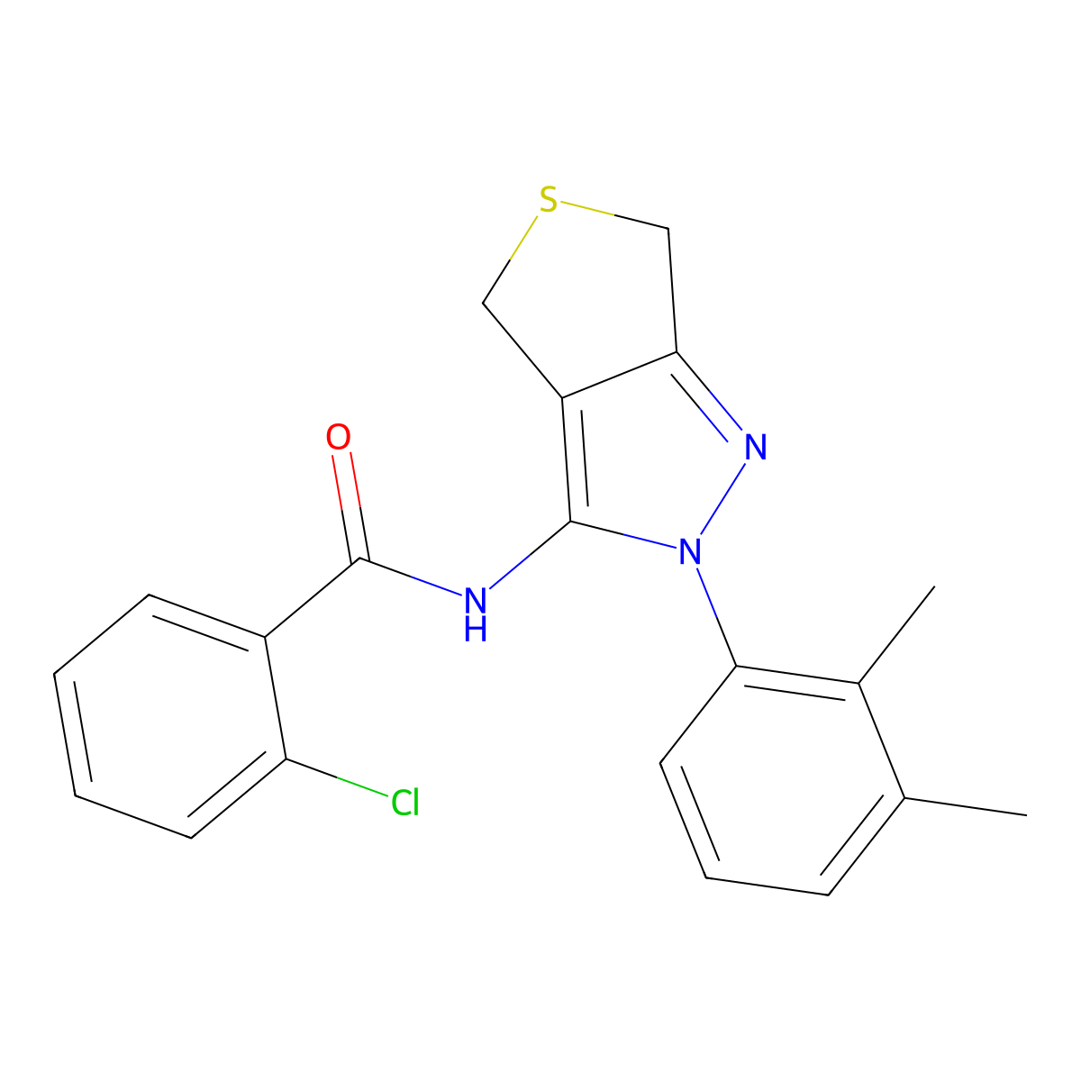 2-chloro-N-[2-(2,3-dimethylphenyl)-4,6-dihydrothieno[3,4-c]pyrazol-3-yl]benzamide molecular structure, CAS 450343-88-1