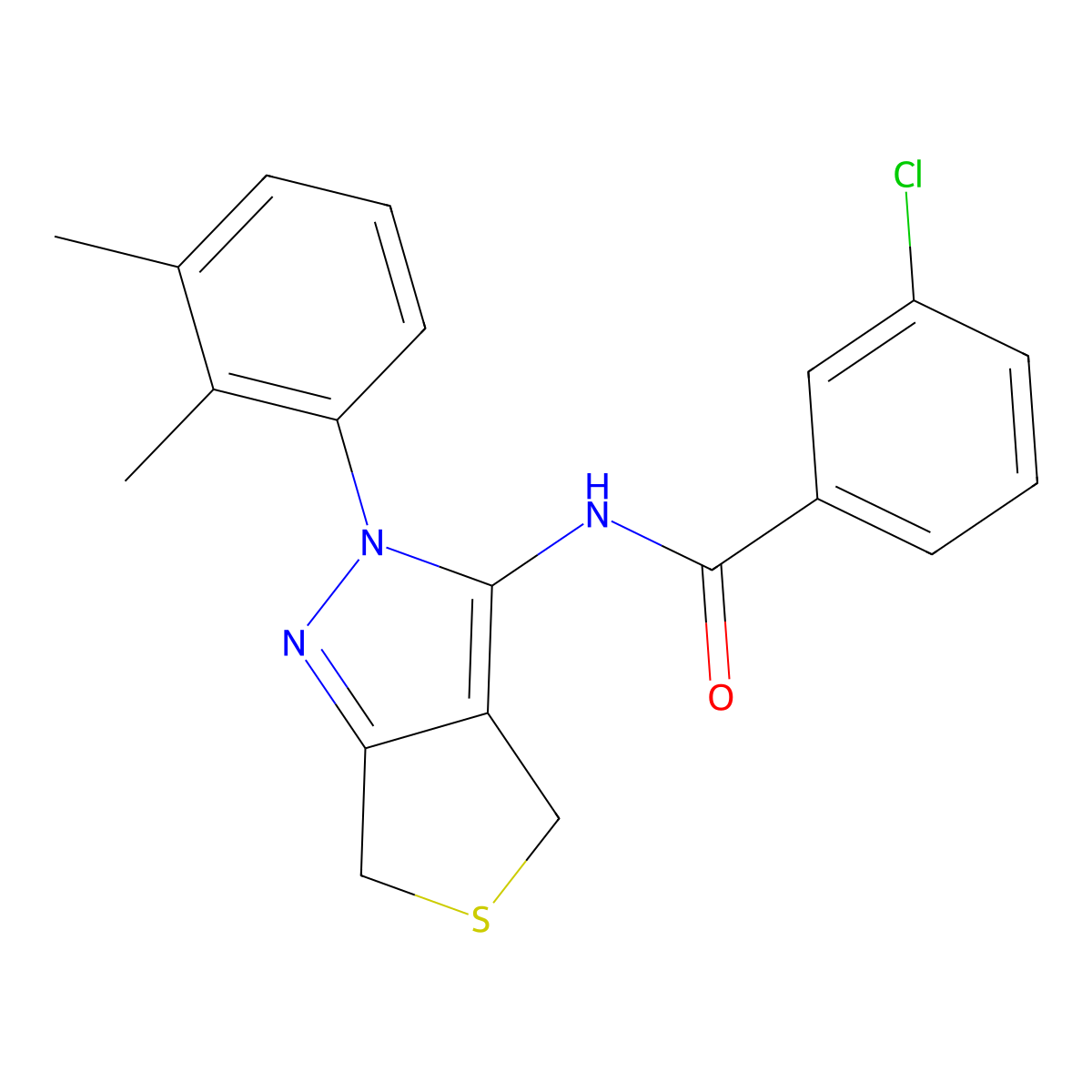 3-chloro-N-[2-(2,3-dimethylphenyl)-4,6-dihydrothieno[3,4-c]pyrazol-3-yl]benzamide molecular structure, CAS 450343-89-2