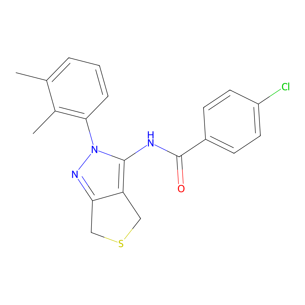 4-chloro-N-(2-(2,3-dimethylphenyl)-4,6-dihydro-2H-thieno[3,4-c]pyrazol-3-yl)benzamide molecular structure, CAS 450343-90-5