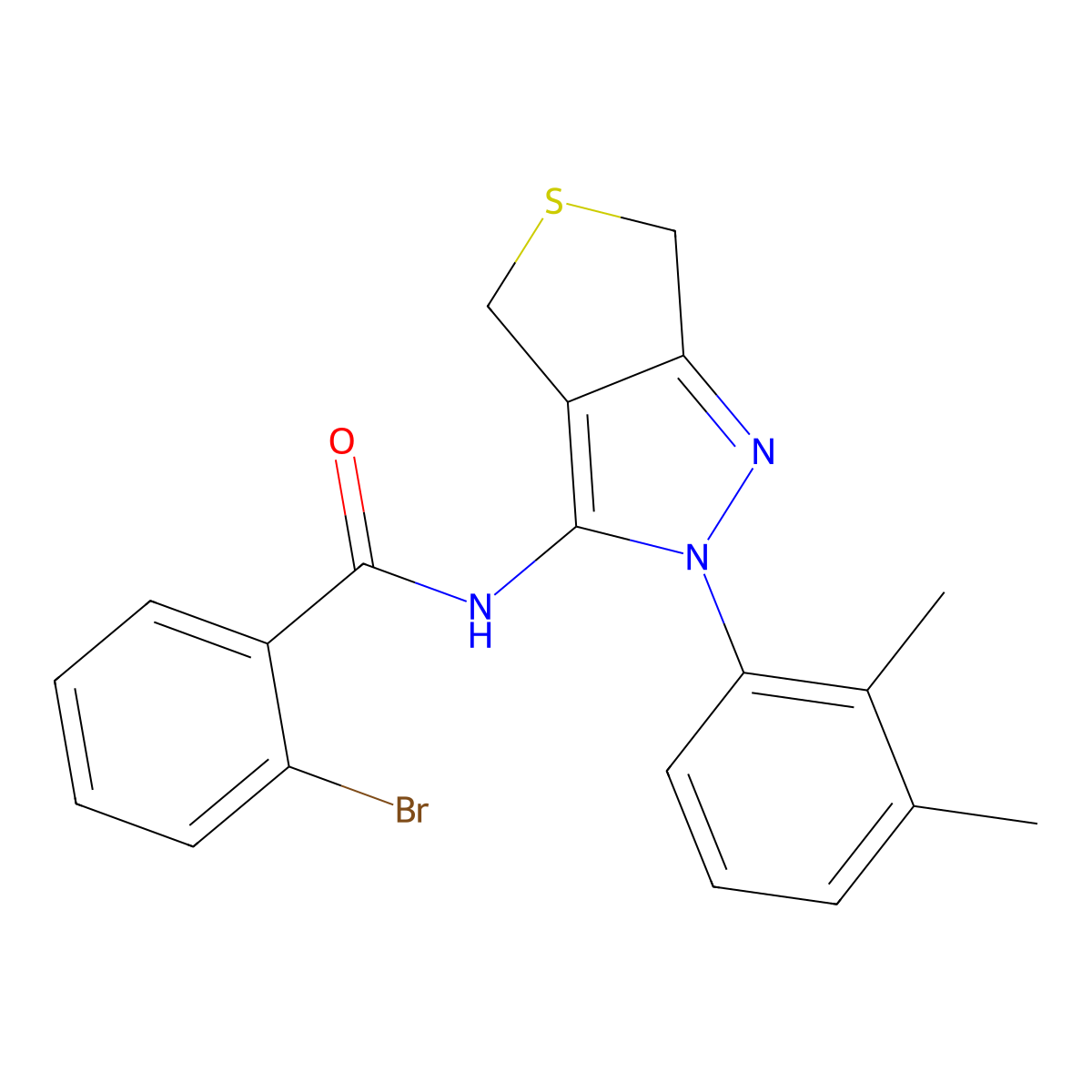 2-bromo-N-[2-(2,3-dimethylphenyl)-4,6-dihydrothieno[3,4-c]pyrazol-3-yl]benzamide molecular structure, CAS 450343-92-7
