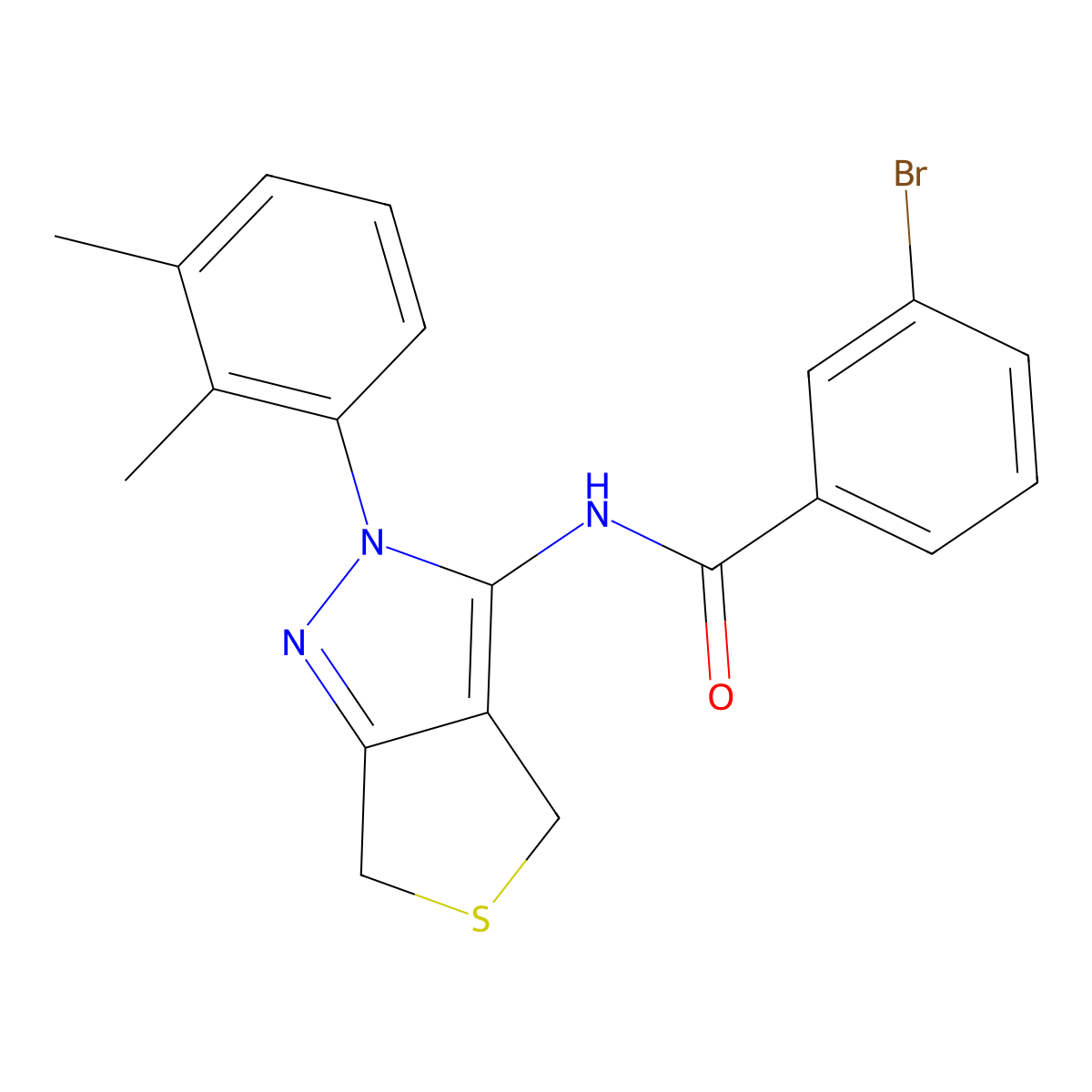 3-bromo-N-(2-(2,3-dimethylphenyl)-4,6-dihydro-2H-thieno[3,4-c]pyrazol-3-yl)benzamide molecular structure, CAS 450343-93-8