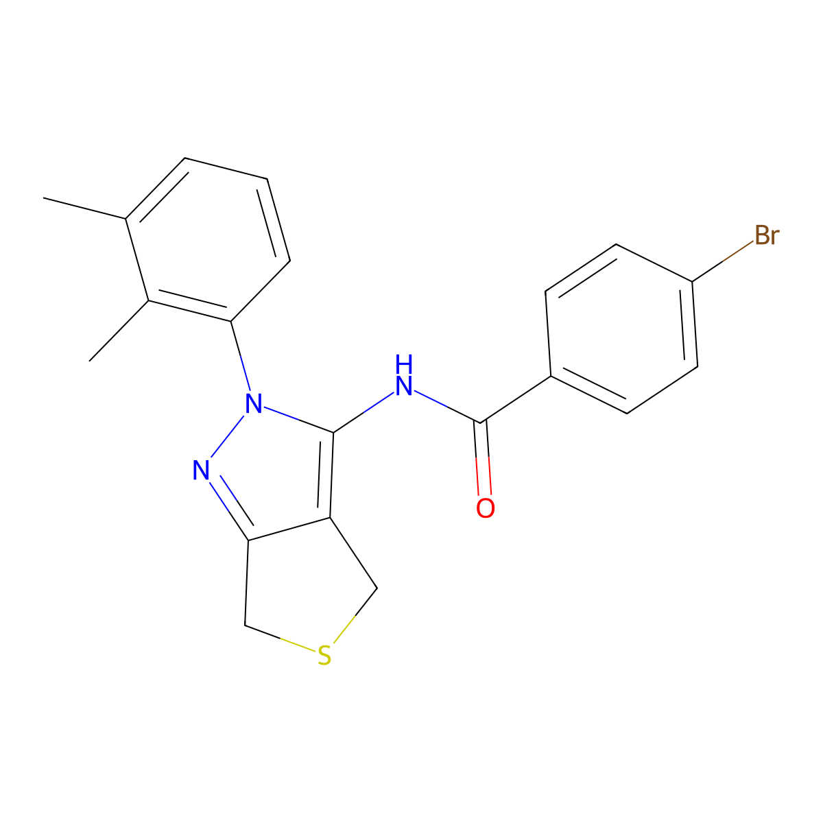 4-bromo-N-[2-(2,3-dimethylphenyl)-4,6-dihydrothieno[3,4-c]pyrazol-3-yl]benzamide molecular structure, CAS 450343-94-9