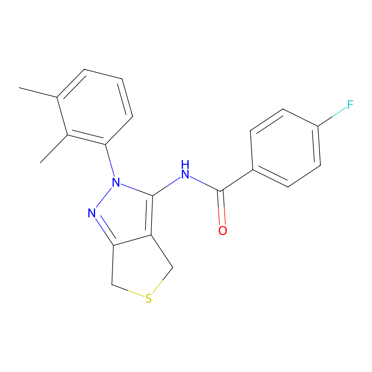 N-(2-(2,3-dimethylphenyl)-4,6-dihydro-2H-thieno[3,4-c]pyrazol-3-yl)-4-fluorobenzamide molecular structure, CAS 450343-97-2