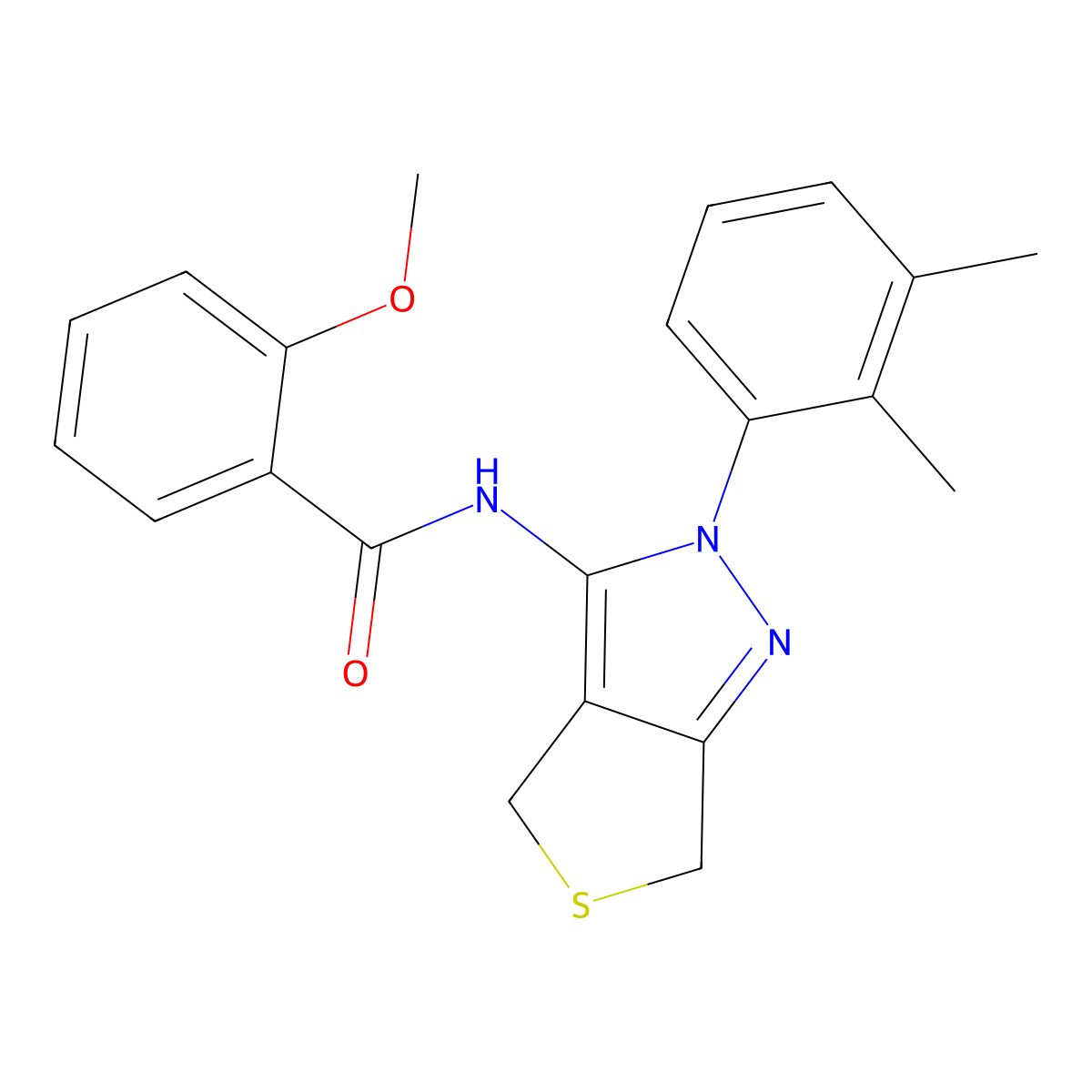 N-(2-(2,3-dimethylphenyl)-4,6-dihydro-2H-thieno[3,4-c]pyrazol-3-yl)-2-methoxybenzamide molecular structure, CAS 450343-98-3