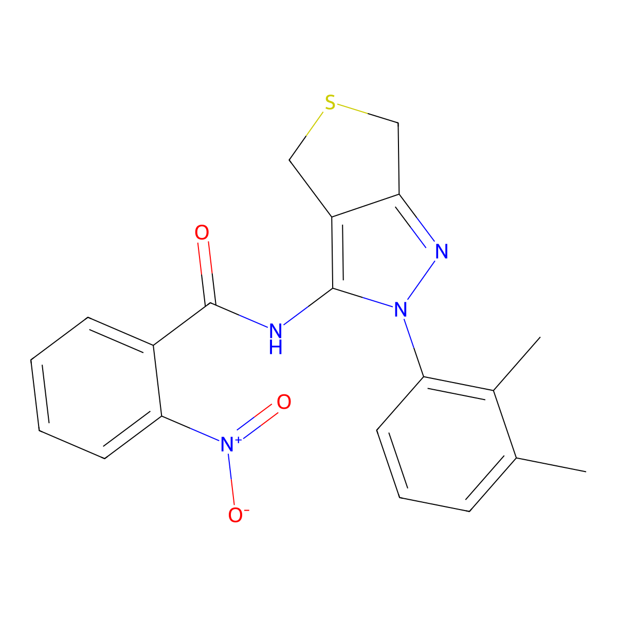 N-(2-(2,3-dimethylphenyl)-4,6-dihydro-2H-thieno[3,4-c]pyrazol-3-yl)-2-nitrobenzamide molecular structure, CAS 450344-03-3