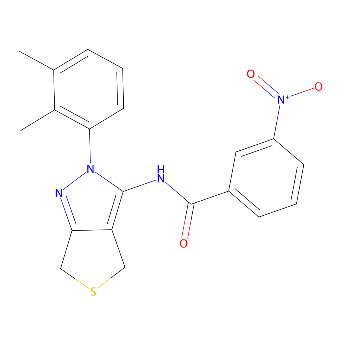 N-(2-(2,3-dimethylphenyl)-4,6-dihydro-2H-thieno[3,4-c]pyrazol-3-yl)-3-nitrobenzamide molecular structure, CAS 450344-04-4