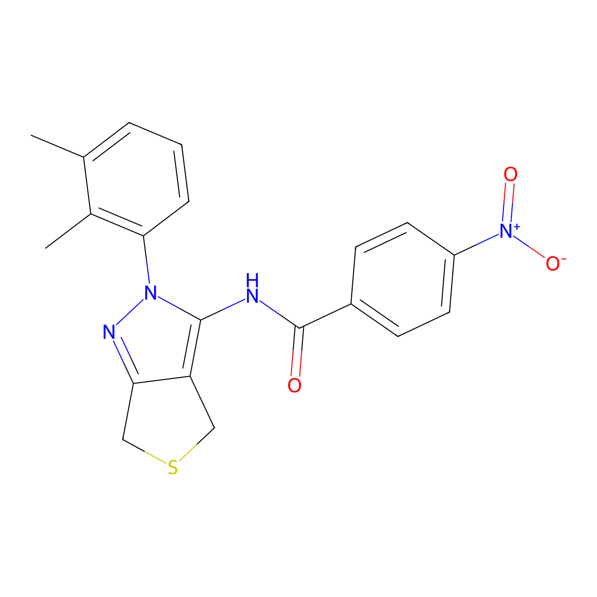 N-(2-(2,3-dimethylphenyl)-4,6-dihydro-2H-thieno[3,4-c]pyrazol-3-yl)-4-nitrobenzamide molecular structure, CAS 450344-05-5
