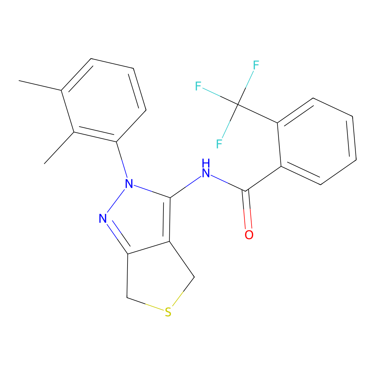 N-(2-(2,3-dimethylphenyl)-4,6-dihydro-2H-thieno[3,4-c]pyrazol-3-yl)-2-(trifluoromethyl)benzamide molecular structure, CAS 450344-06-6