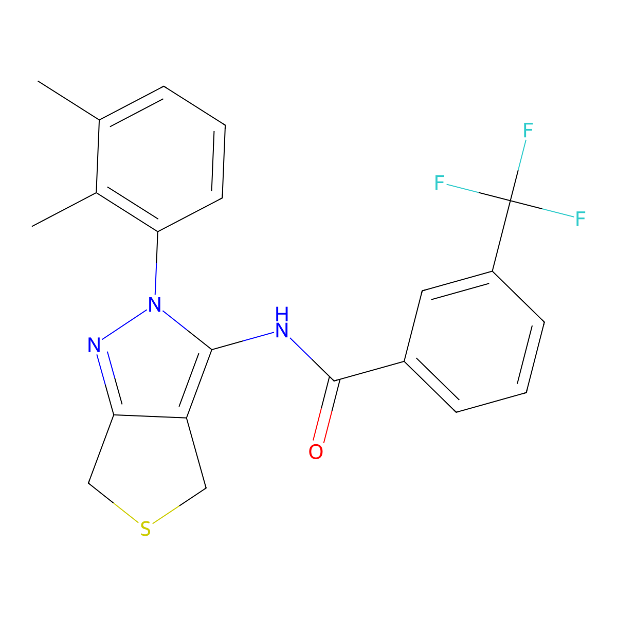N-(2-(2,3-dimethylphenyl)-4,6-dihydro-2H-thieno[3,4-c]pyrazol-3-yl)-3-(trifluoromethyl)benzamide molecular structure, CAS 450344-07-7