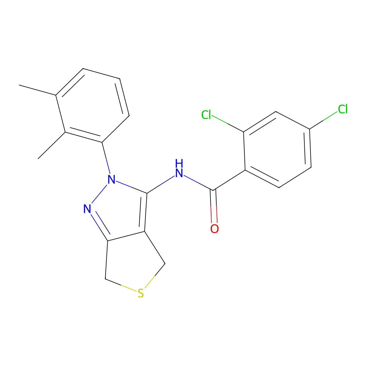 2,4-dichloro-N-[2-(2,3-dimethylphenyl)-4,6-dihydrothieno[3,4-c]pyrazol-3-yl]benzamide molecular structure, CAS 450344-11-3