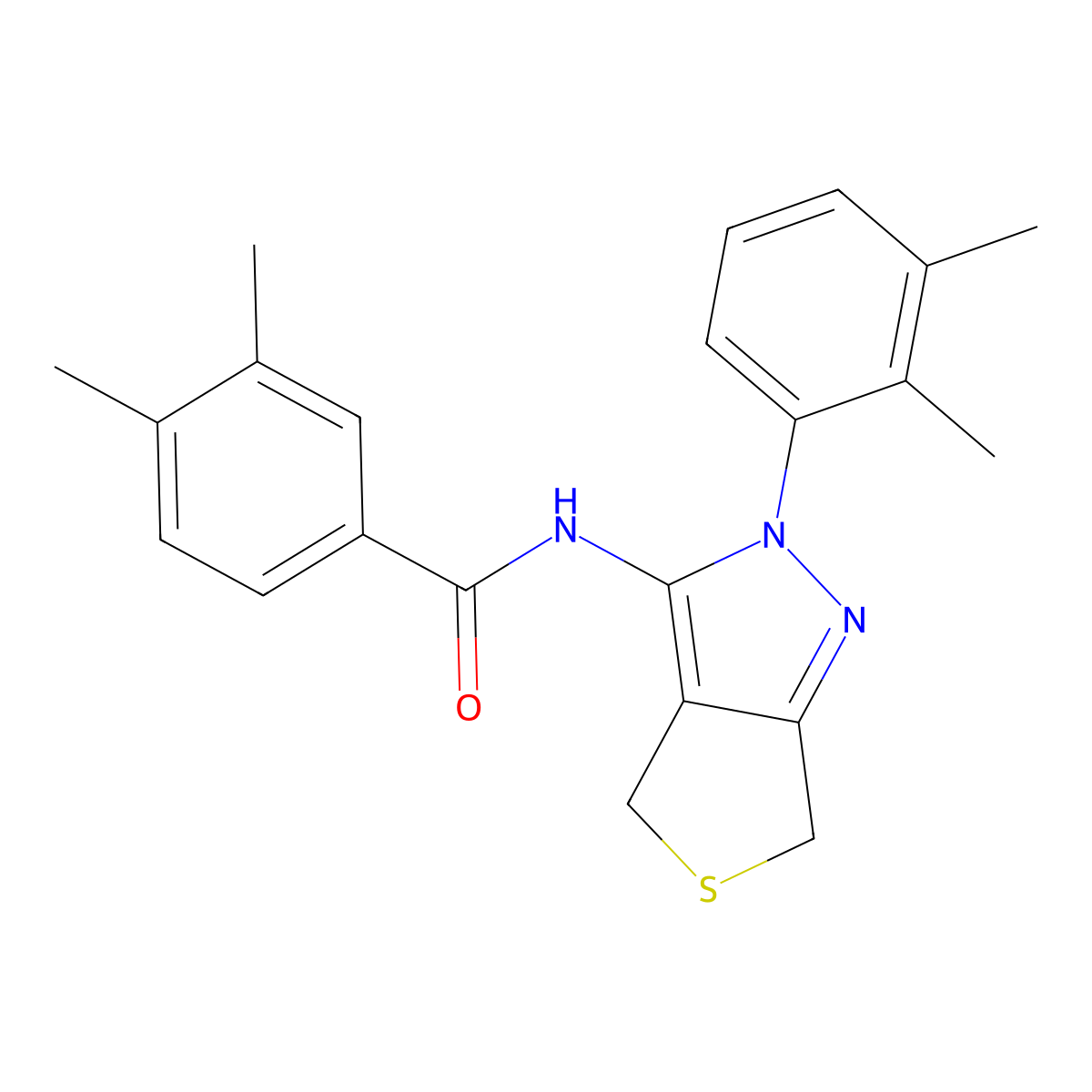 N-(2-(2,3-dimethylphenyl)-4,6-dihydro-2H-thieno[3,4-c]pyrazol-3-yl)-3,4-dimethylbenzamide molecular structure, CAS 450344-12-4