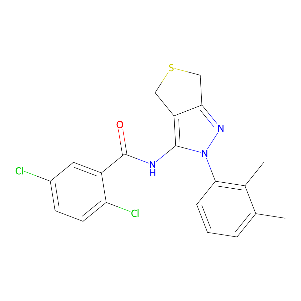 2,5-dichloro-N-[2-(2,3-dimethylphenyl)-4,6-dihydrothieno[3,4-c]pyrazol-3-yl]benzamide molecular structure, CAS 450344-13-5