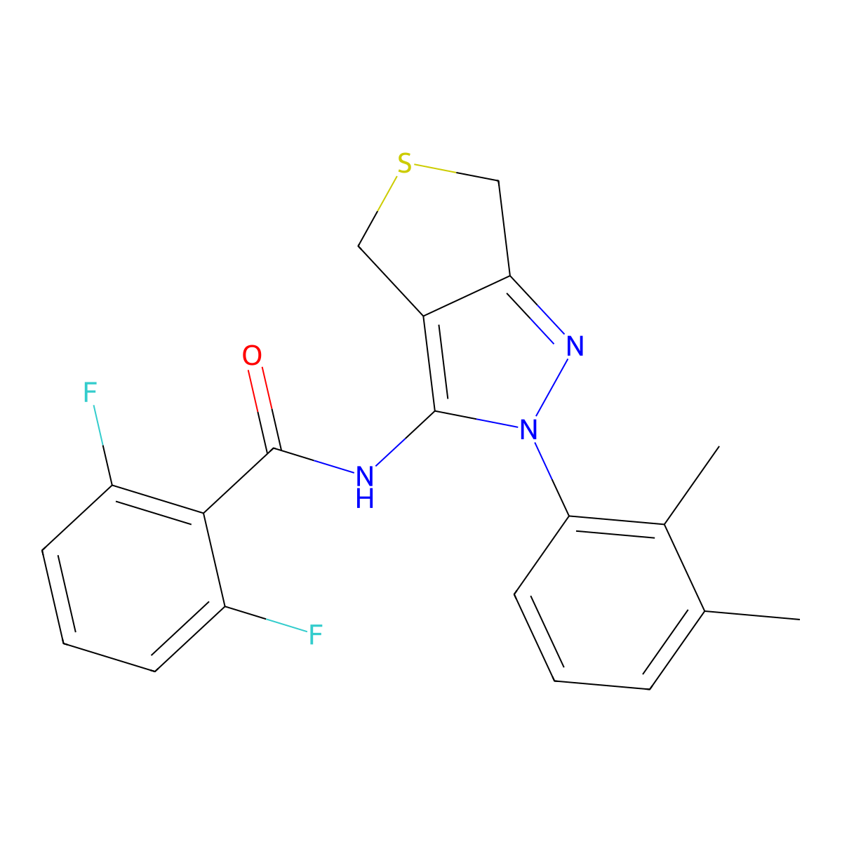 N-[2-(2,3-dimethylphenyl)-4,6-dihydrothieno[3,4-c]pyrazol-3-yl]-2,6-difluorobenzamide molecular structure, CAS 450344-15-7