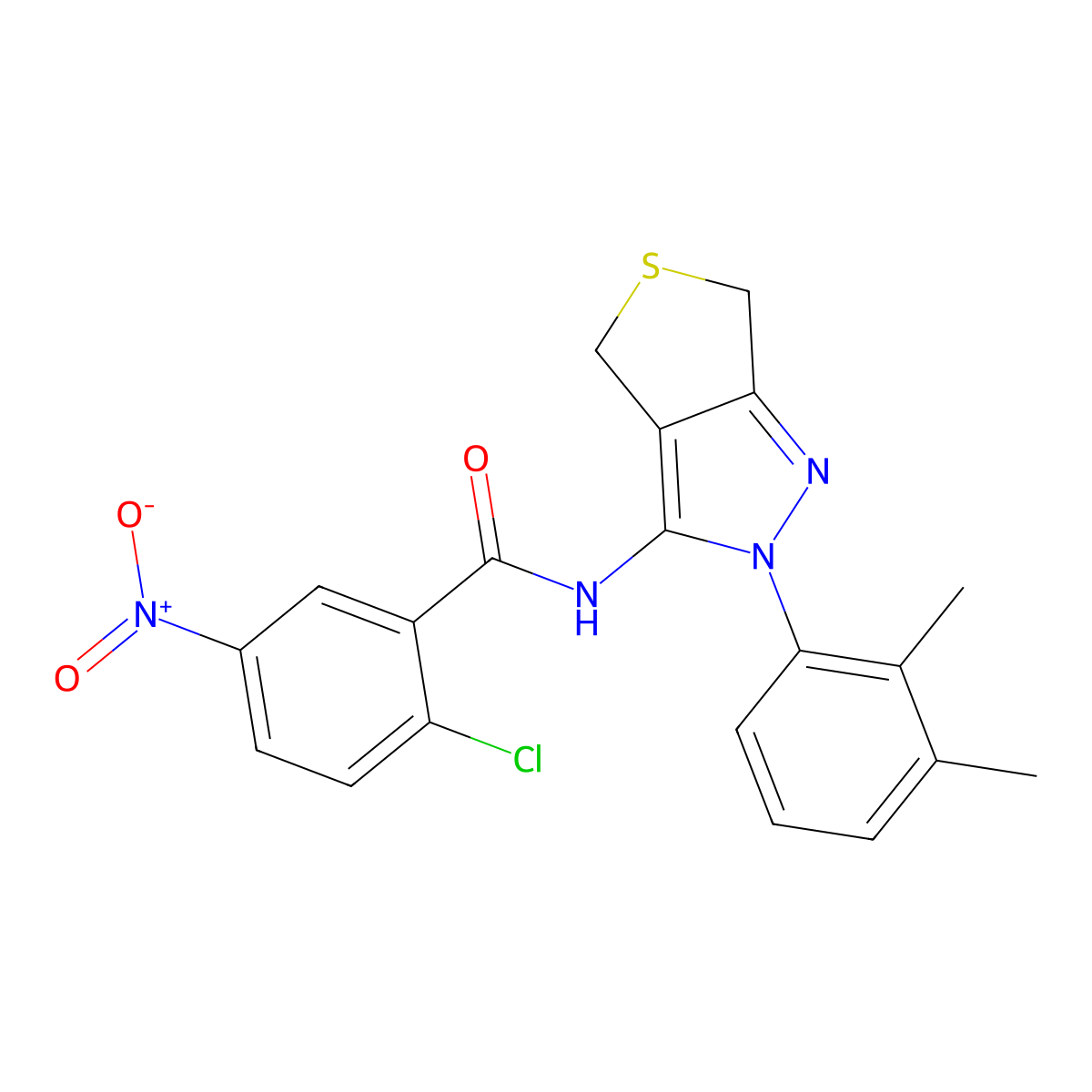 2-chloro-N-(2-(2,3-dimethylphenyl)-4,6-dihydro-2H-thieno[3,4-c]pyrazol-3-yl)-5-nitrobenzamide molecular structure, CAS 450344-17-9