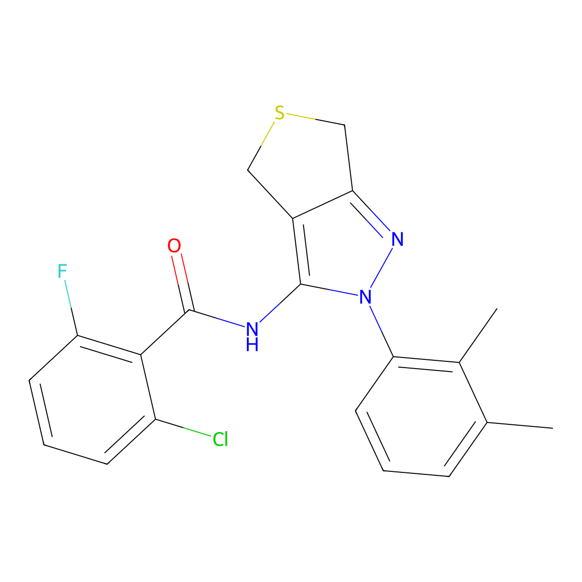 2-chloro-N-(2-(2,3-dimethylphenyl)-4,6-dihydro-2H-thieno[3,4-c]pyrazol-3-yl)-6-fluorobenzamide molecular structure, CAS 450344-20-4