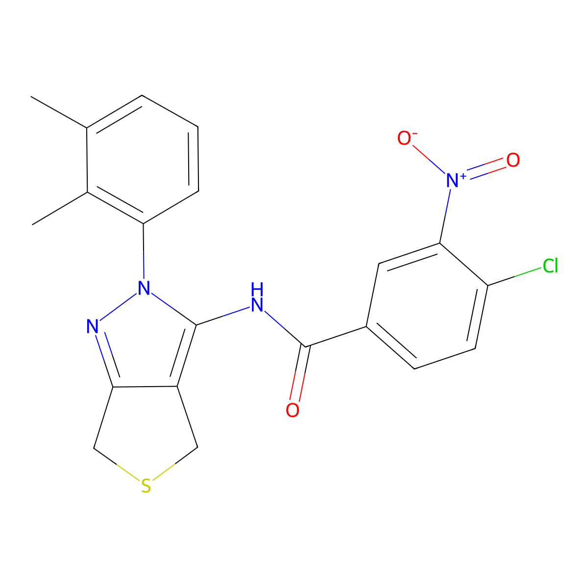 4-chloro-N-[2-(2,3-dimethylphenyl)-4,6-dihydrothieno[3,4-c]pyrazol-3-yl]-3-nitrobenzamide molecular structure, CAS 450344-21-5