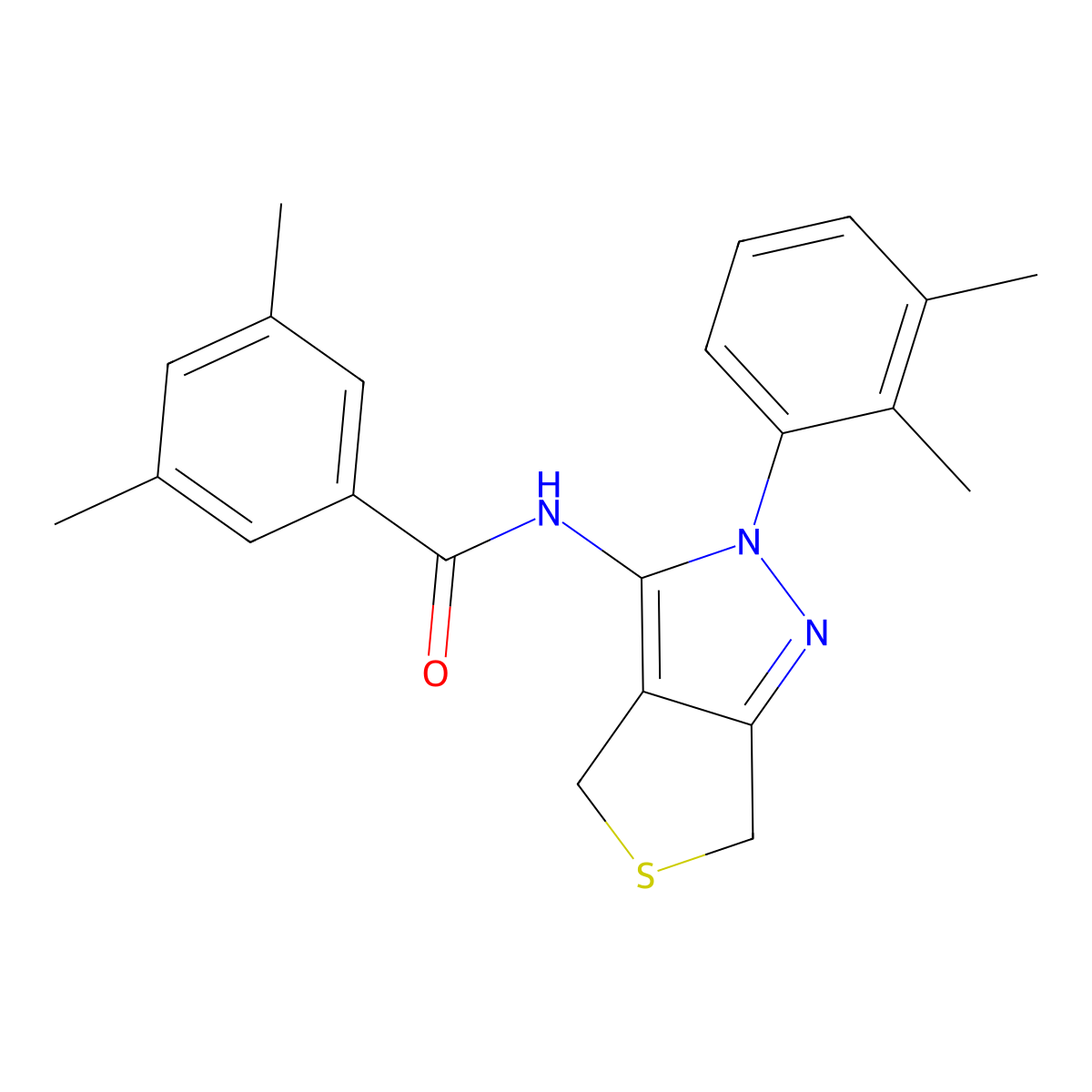 N-(2-(2,3-dimethylphenyl)-4,6-dihydro-2H-thieno[3,4-c]pyrazol-3-yl)-3,5-dimethylbenzamide molecular structure, CAS 450344-22-6