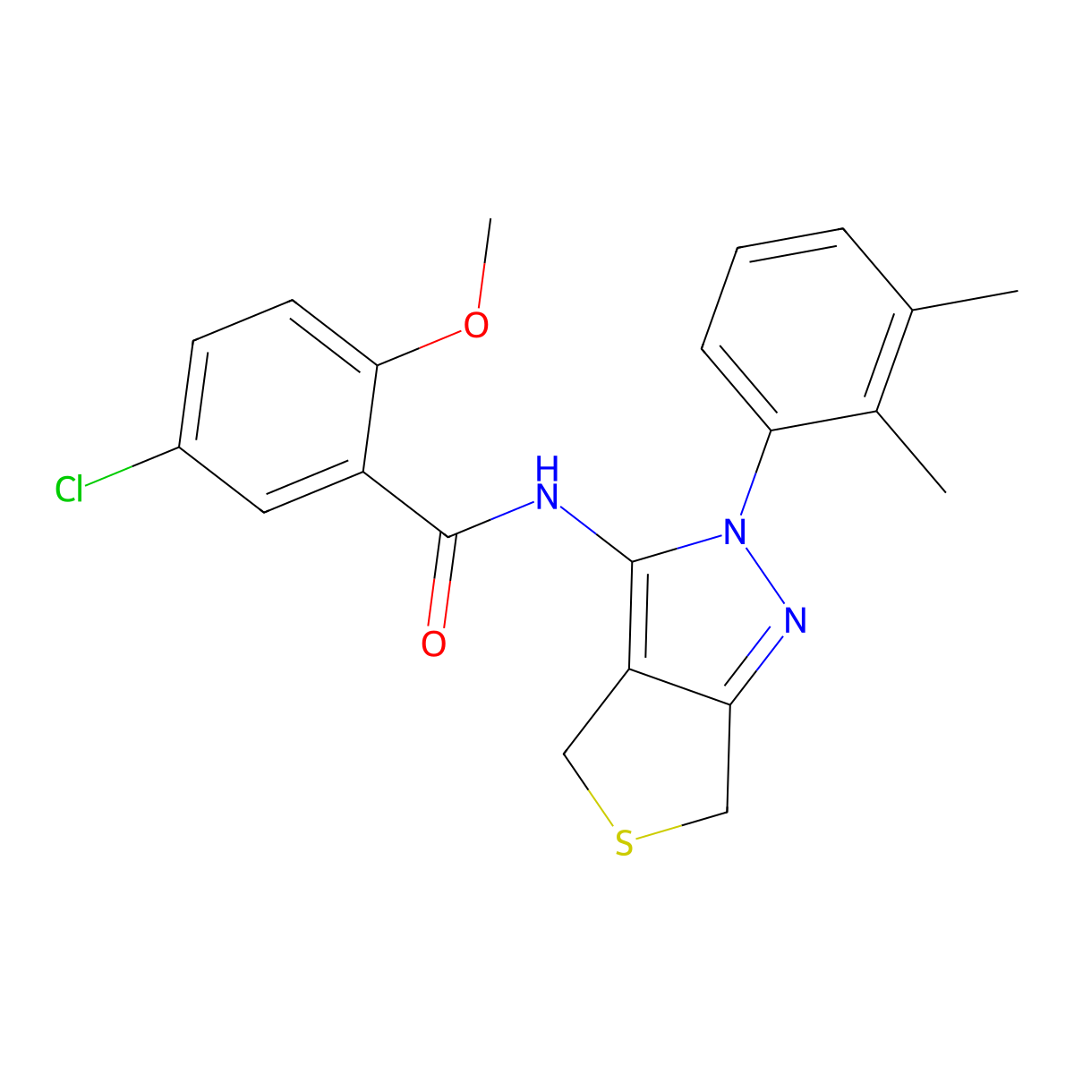 5-chloro-N-[2-(2,3-dimethylphenyl)-4,6-dihydrothieno[3,4-c]pyrazol-3-yl]-2-methoxybenzamide molecular structure, CAS 450344-23-7