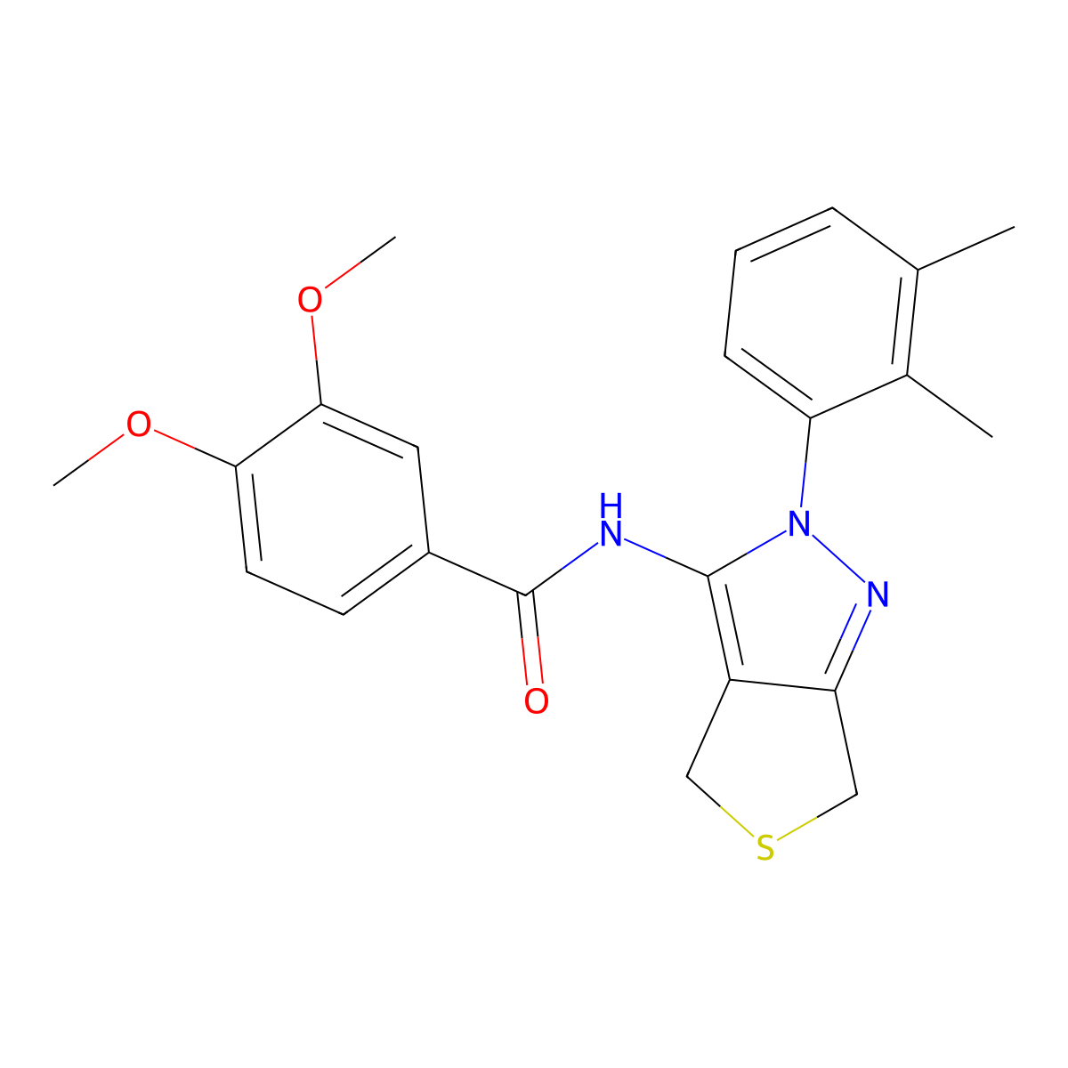 N-(2-(2,3-dimethylphenyl)-4,6-dihydro-2H-thieno[3,4-c]pyrazol-3-yl)-3,4-dimethoxybenzamide molecular structure, CAS 450344-25-9