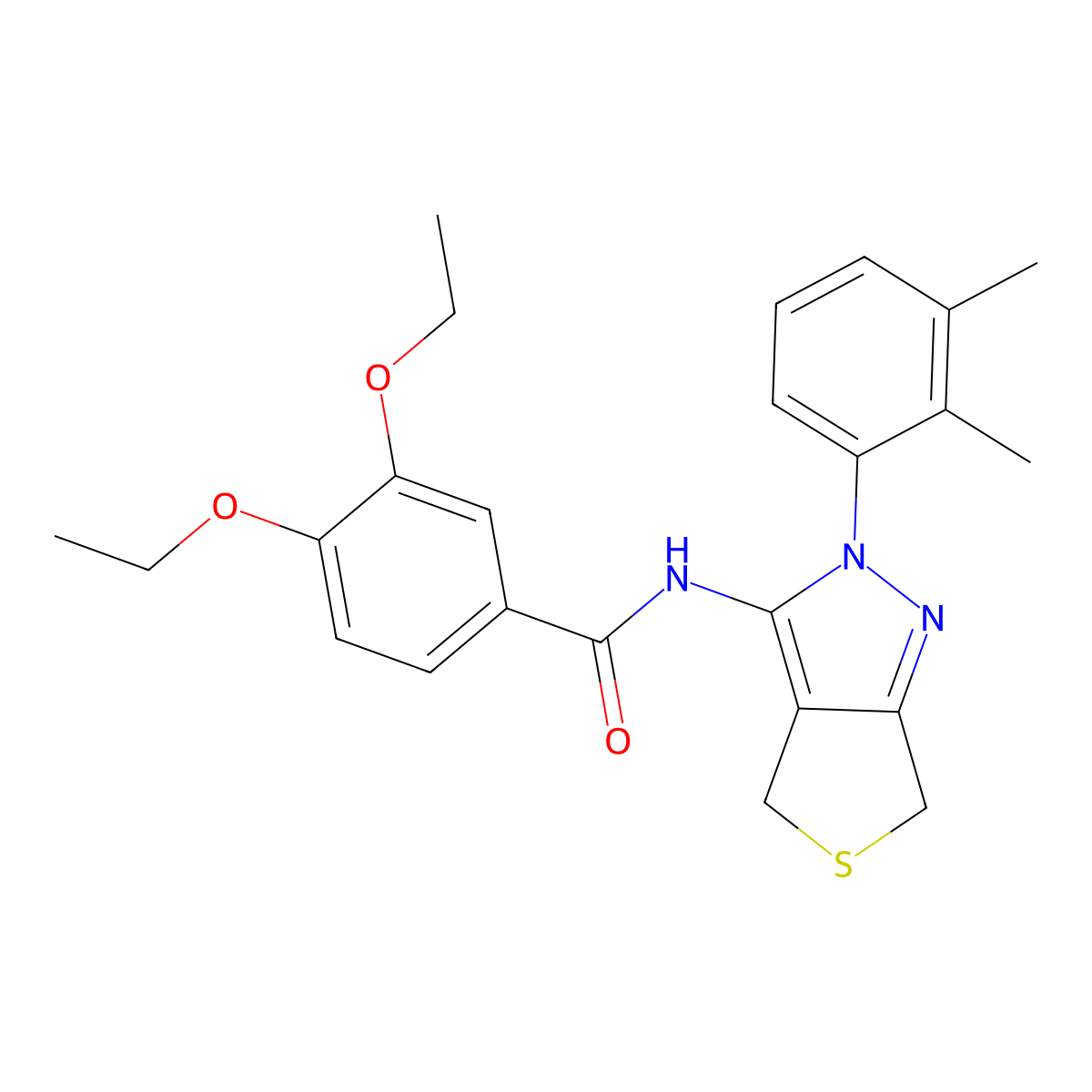 N-[2-(2,3-dimethylphenyl)-4,6-dihydrothieno[3,4-c]pyrazol-3-yl]-3,4-diethoxybenzamide molecular structure, CAS 450344-29-3