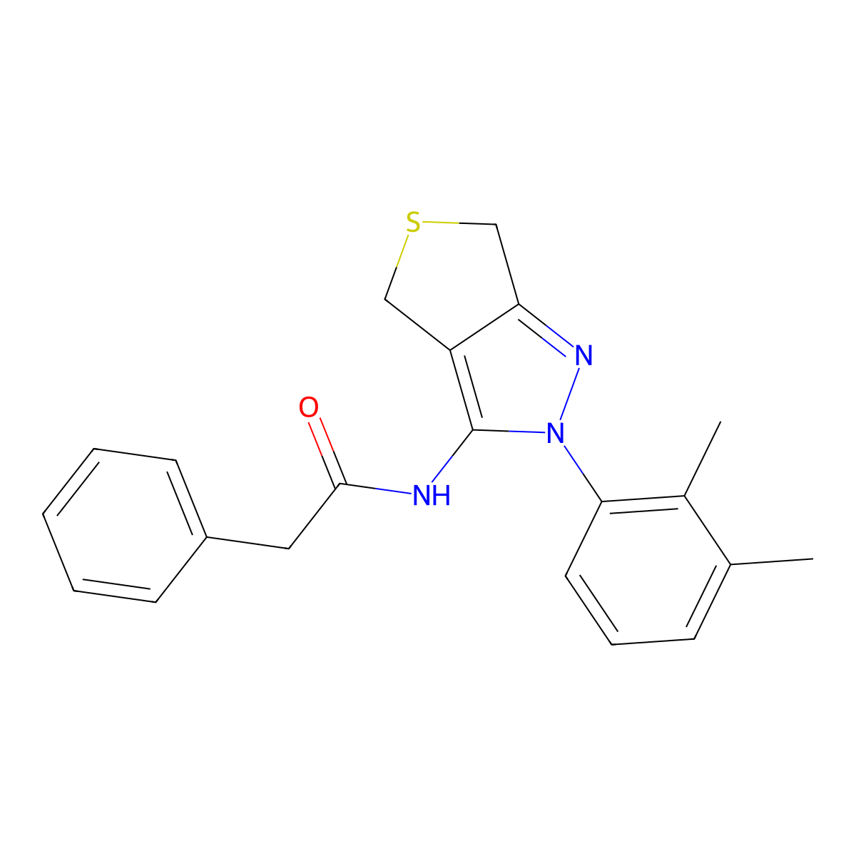 N-[2-(2,3-dimethylphenyl)-4,6-dihydrothieno[3,4-c]pyrazol-3-yl]-2-phenylacetamide molecular structure, CAS 450344-32-8