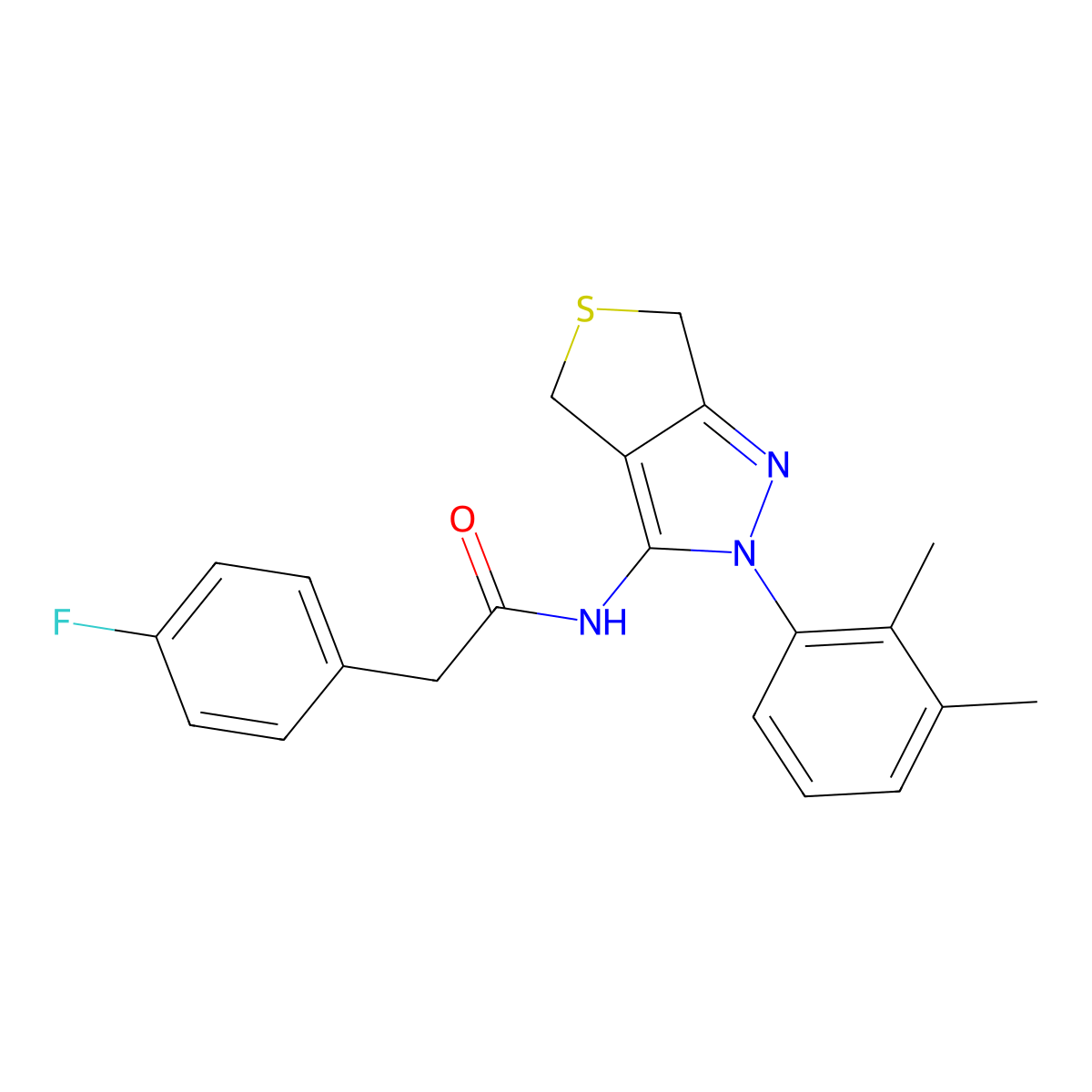 N-[2-(2,3-dimethylphenyl)-4,6-dihydrothieno[3,4-c]pyrazol-3-yl]-2-(4-fluorophenyl)acetamide molecular structure, CAS 450344-33-9