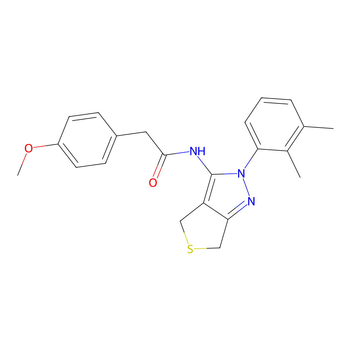 N-[2-(2,3-dimethylphenyl)-4,6-dihydrothieno[3,4-c]pyrazol-3-yl]-2-(4-methoxyphenyl)acetamide molecular structure, CAS 450344-34-0