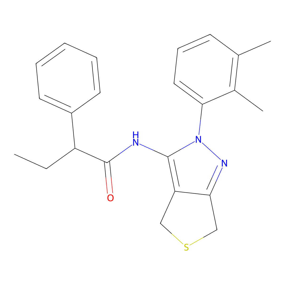 N-[2-(2,3-dimethylphenyl)-4,6-dihydrothieno[3,4-c]pyrazol-3-yl]-2-phenylbutanamide molecular structure, CAS 450344-36-2