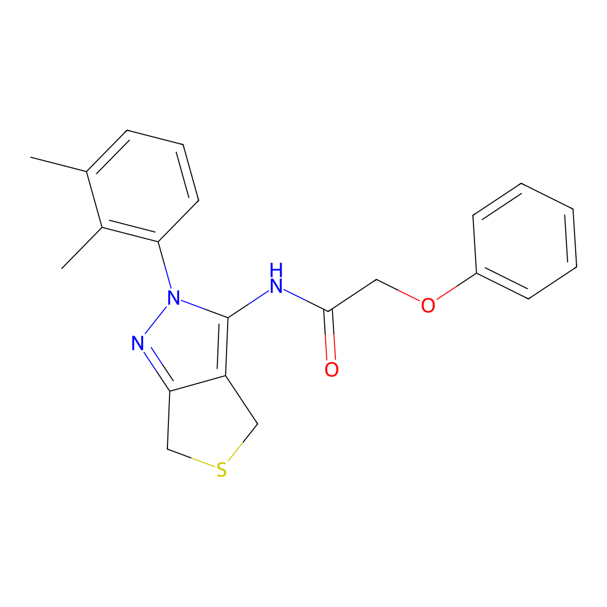 N-(2-(2,3-dimethylphenyl)-4,6-dihydro-2H-thieno[3,4-c]pyrazol-3-yl)-2-phenoxyacetamide molecular structure, CAS 450344-38-4