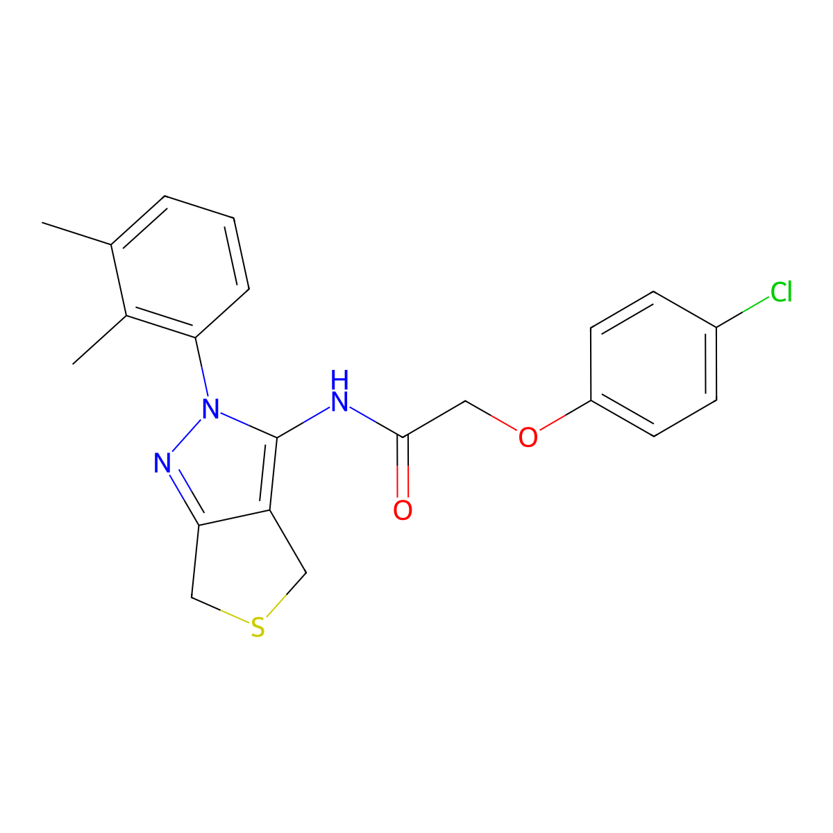 2-(4-chlorophenoxy)-N-(2-(2,3-dimethylphenyl)-4,6-dihydro-2H-thieno[3,4-c]pyrazol-3-yl)acetamide molecular structure, CAS 450344-39-5