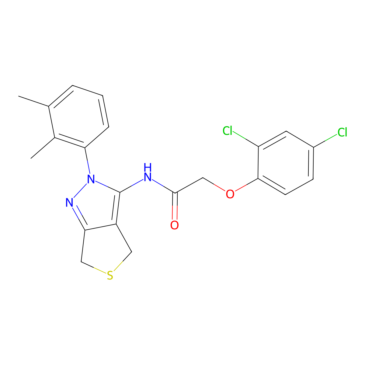 2-(2,4-dichlorophenoxy)-N-(2-(2,3-dimethylphenyl)-4,6-dihydro-2H-thieno[3,4-c]pyrazol-3-yl)acetamide molecular structure, CAS 450344-40-8