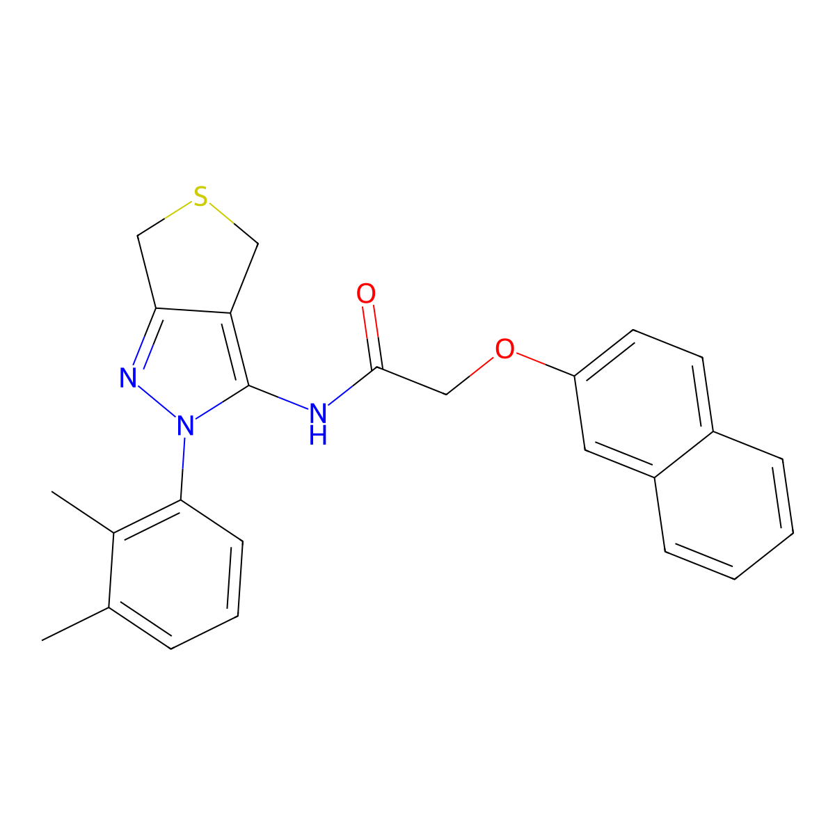 N-[2-(2,3-dimethylphenyl)-4,6-dihydrothieno[3,4-c]pyrazol-3-yl]-2-naphthalen-2-yloxyacetamide molecular structure, CAS 450344-42-0