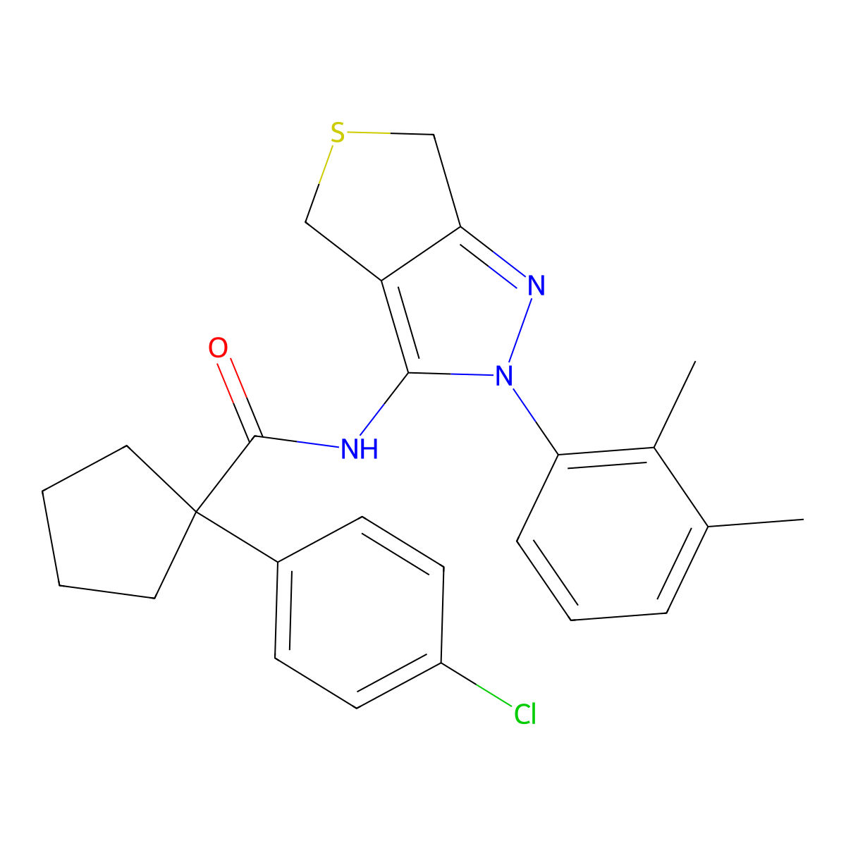 1-(4-chlorophenyl)-N-(2-(2,3-dimethylphenyl)-4,6-dihydro-2H-thieno[3,4-c]pyrazol-3-yl)cyclopentanecarboxamide molecular structure, CAS 450344-47-5