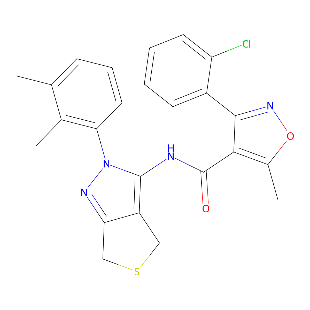 3-(2-chlorophenyl)-N-(2-(2,3-dimethylphenyl)-4,6-dihydro-2H-thieno[3,4-c]pyrazol-3-yl)-5-methylisoxazole-4-carboxamide molecular structure, CAS 450344-48-6