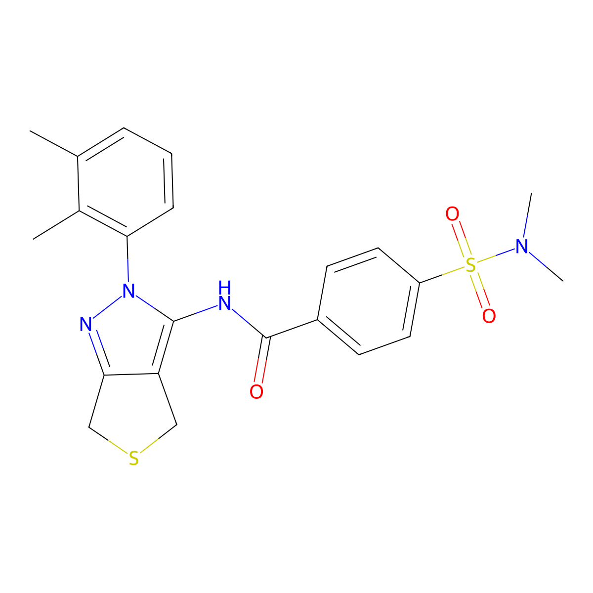 N-[2-(2,3-dimethylphenyl)-4,6-dihydrothieno[3,4-c]pyrazol-3-yl]-4-(dimethylsulfamoyl)benzamide molecular structure, CAS 450344-50-0
