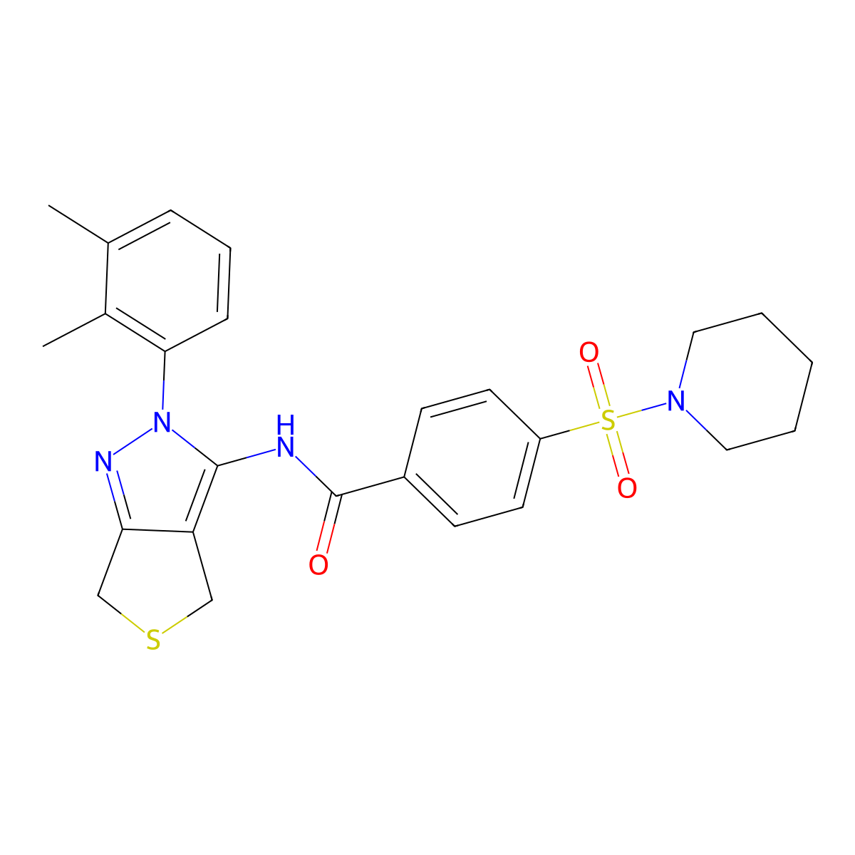 N-(2-(2,3-dimethylphenyl)-4,6-dihydro-2H-thieno[3,4-c]pyrazol-3-yl)-4-(piperidin-1-ylsulfonyl)benzamide molecular structure, CAS 450344-52-2
