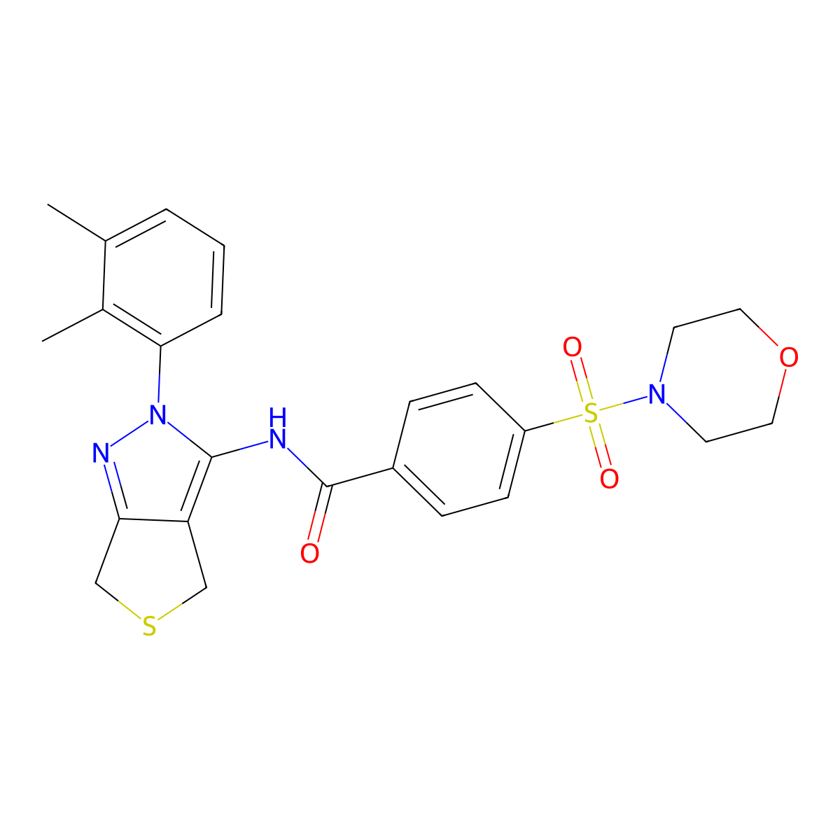 N-(2-(2,3-dimethylphenyl)-4,6-dihydro-2H-thieno[3,4-c]pyrazol-3-yl)-4-(morpholinosulfonyl)benzamide molecular structure, CAS 450344-53-3