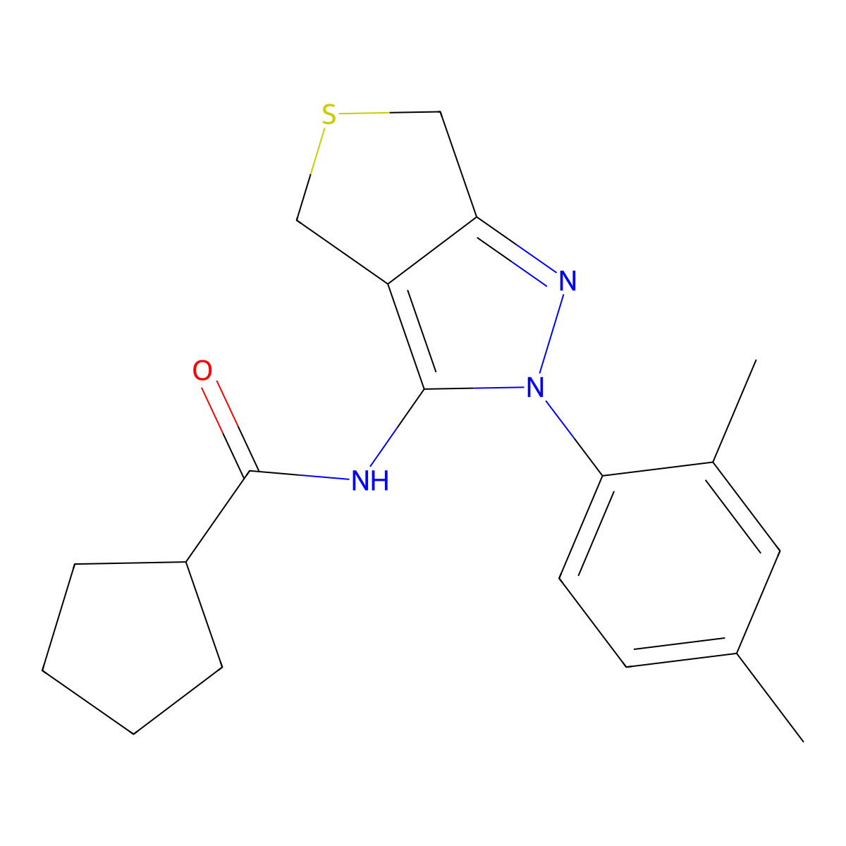 N-(2-(2,4-dimethylphenyl)-4,6-dihydro-2H-thieno[3,4-c]pyrazol-3-yl)cyclopentanecarboxamide molecular structure, CAS 450344-55-5
