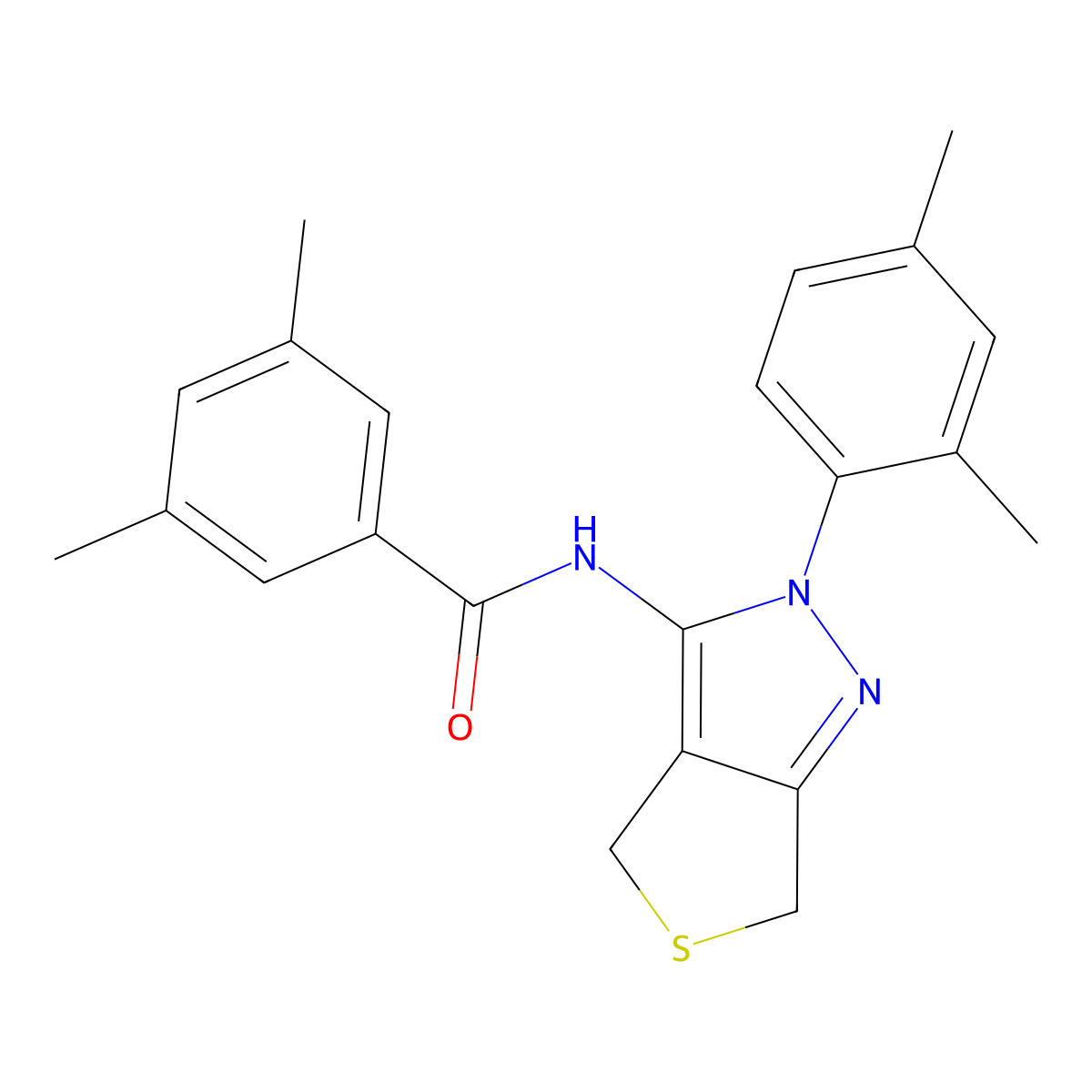 N-(2-(2,4-dimethylphenyl)-4,6-dihydro-2H-thieno[3,4-c]pyrazol-3-yl)-3,5-dimethylbenzamide molecular structure, CAS 450344-60-2