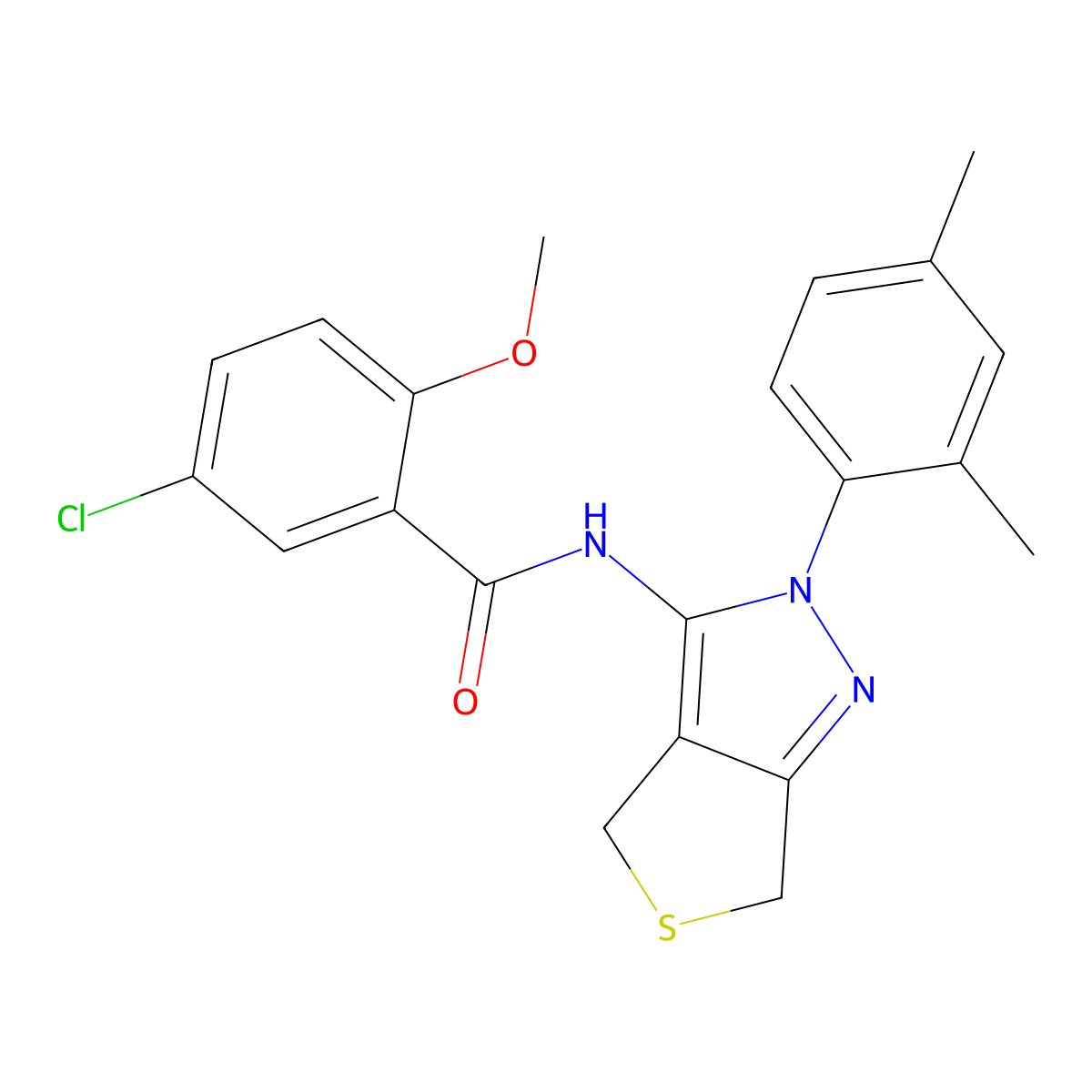 5-chloro-N-[2-(2,4-dimethylphenyl)-4,6-dihydrothieno[3,4-c]pyrazol-3-yl]-2-methoxybenzamide molecular structure, CAS 450344-61-3