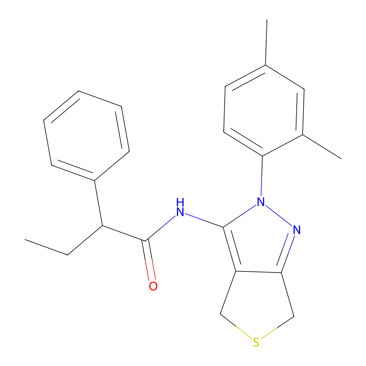 N-[2-(2,4-dimethylphenyl)-4,6-dihydrothieno[3,4-c]pyrazol-3-yl]-2-phenylbutanamide molecular structure, CAS 450344-62-4