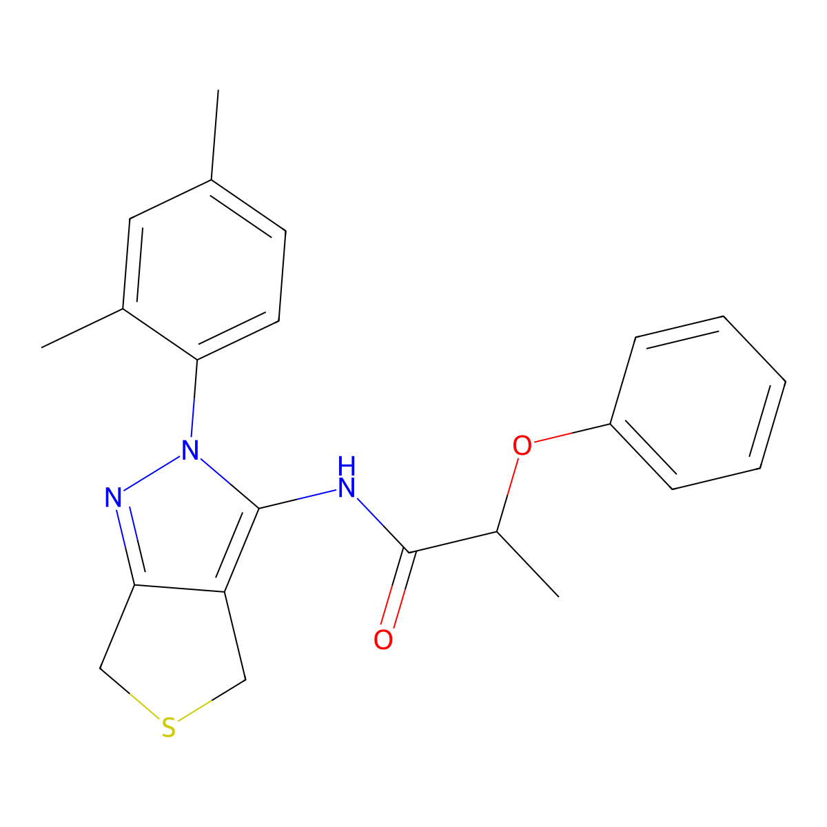 N-(2-(2,4-dimethylphenyl)-4,6-dihydro-2H-thieno[3,4-c]pyrazol-3-yl)-2-phenoxypropanamide molecular structure, CAS 450344-63-5