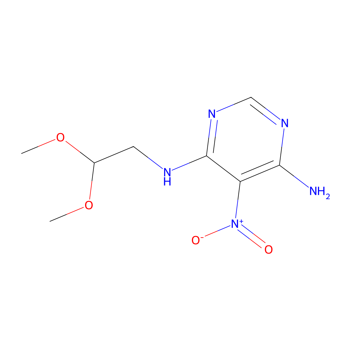 4-N-(2,2-dimethoxyethyl)-5-nitropyrimidine-4,6-diamine molecular structure, CAS 450344-71-5