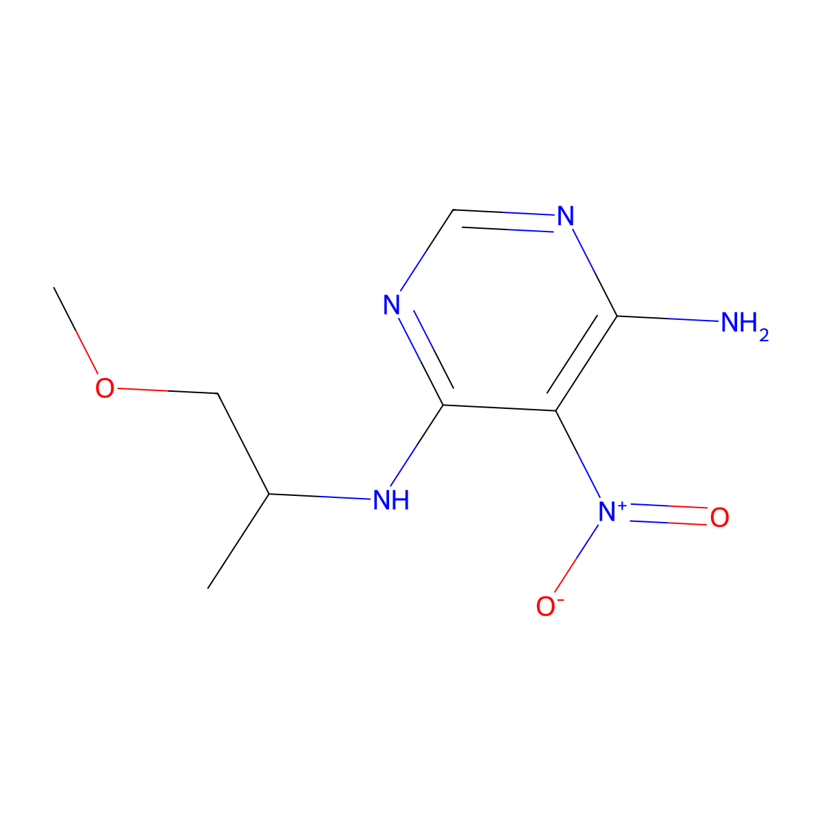 N-(1-methoxypropan-2-yl)-5-nitropyrimidine-4,6-diamine molecular structure, CAS 450344-73-7