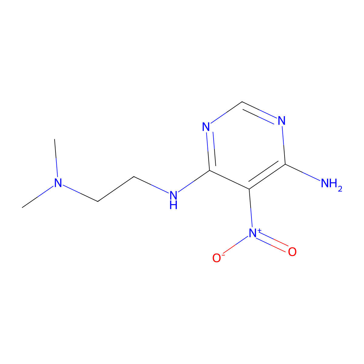 N4-(2-(dimethylamino)ethyl)-5-nitropyrimidine-4,6-diamine molecular structure, CAS 450344-79-3