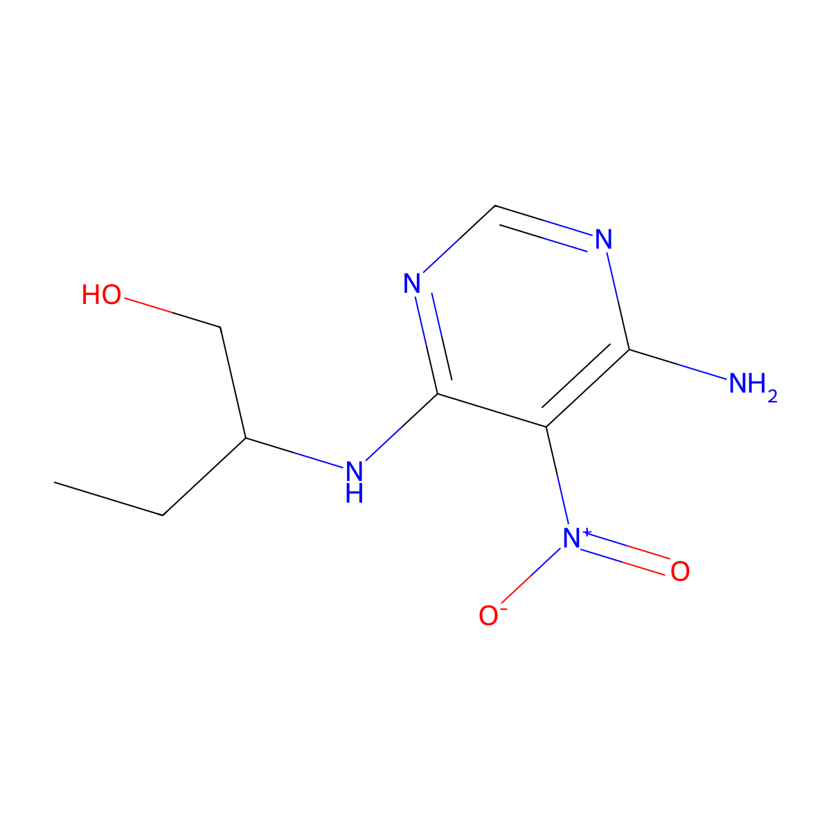 2-[(6-Amino-5-nitropyrimidin-4-yl)amino]butan-1-ol molecular structure, CAS 450344-83-9