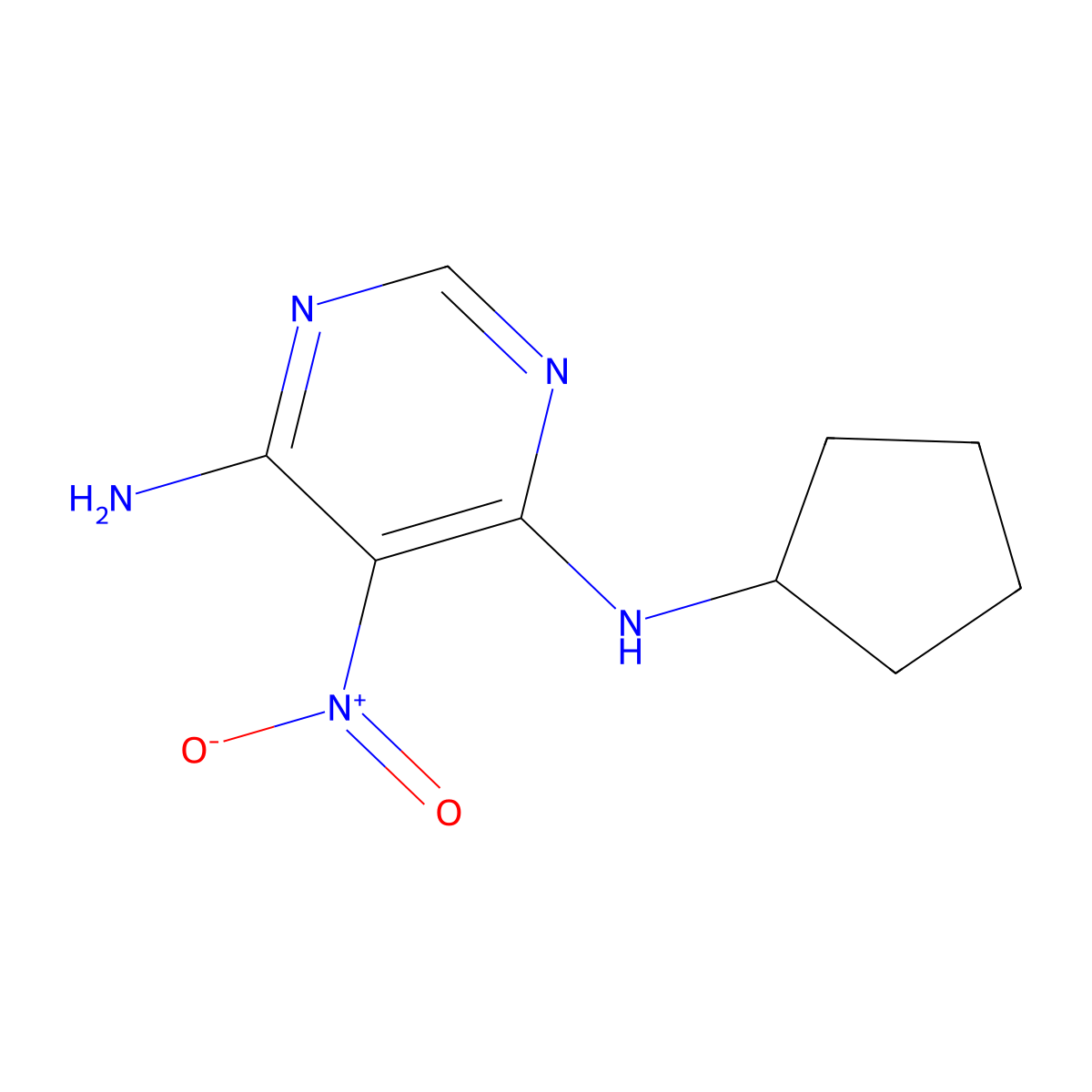 4-N-cyclopentyl-5-nitropyrimidine-4,6-diamine molecular structure, CAS 450344-84-0