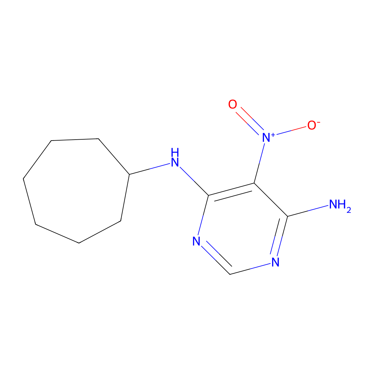 N4-cycloheptyl-5-nitropyrimidine-4,6-diamine molecular structure, CAS 450344-85-1