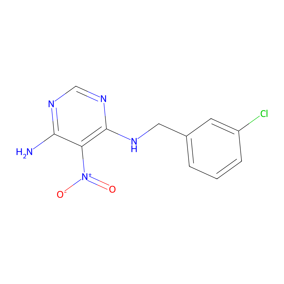 N-(3-chlorobenzyl)-5-nitropyrimidine-4,6-diamine molecular structure, CAS 450344-87-3